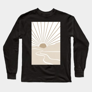 Beige mountain sun ladscape Long Sleeve T-Shirt